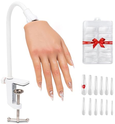 Main d'entraînement en silicone pour ongles acryliques - Outils d'entraînement pour faux ongles - Outils d'entraînement - Bijoux de vitrine - Manucure - Costumes pour débutants