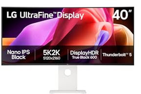 LG Ultrafine 40U990A-W Curved UltraWide Monitor: 40 Nano IPS Black, 5K2K (5.120x2.160), 120 Hz, DisplayHDR 600, 21:9, FreeSync Premium, TB5, HDMI, DP, USB-C/A, LAN, Schwarz/Weiß