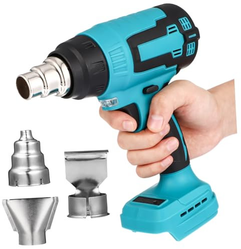 DOITOOL 18V Cordless Hot Air Blower with Nozzles Ergonomic Electric Heating Tool Compatible with Makita for Car Shrinking Electronics Repair More