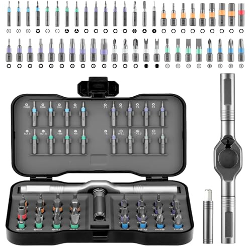 Magnetic Screwdriver Set,50 In 1 Ratchet Screwdriver Kit,Precision Screw Drive Torx Bit with Handle,Multi Tool Gift for Glasses Repair,Watch,Tech Lovers,Bike,Electronics,Home,Phone,Computer,Laptop,Diy