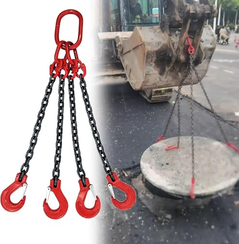 Schwere Hebeketten für Ausrüstung, 4-Punkt-Hebegeschirr, langlebige Motorhebe-Hebeketten (4 m/4 m) – perfekt für schwere Maschinen und Werkzeuge