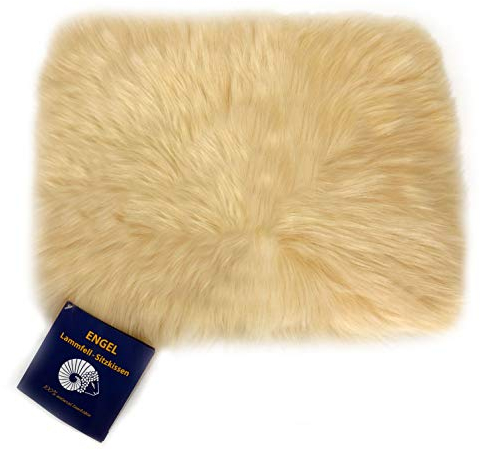 Reissner Lammfelle | DIANA-3040-CHA | Sitzauflage | Echtes Schaffell | hochwollig | Seiten eingefasst | Rückseite mit Stoff abgefüttert | rechteckig | 30x40cm Champagner