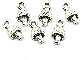 Vintageparts 20 kleine Pilze in antik silberfarben, DIY-Schmuck