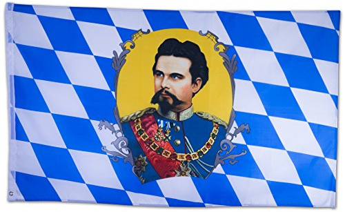 Bundes- und Länderflagge aus wetterfestem Material mit Metallösen, Outdoor Fahne & Flagge (König Ludwig) 150x90cm