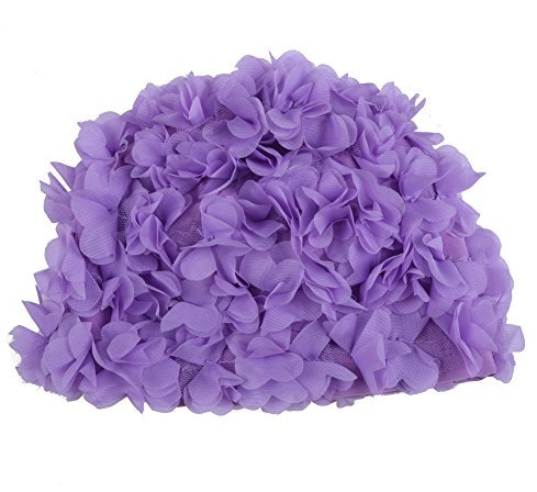 moresave mujeres natación sombrero gorra flor pétalos transpirable secado rápido piscina natación gorro sombrero, Mujer, morado