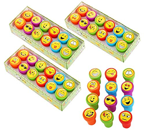 JZK 36 x Emoticon Emoji Stempel Kinder Spielzeugstempel Selbstfärbende Stempelset Briefmarken Mitgebsel für Geburtstag Kinder Party Weihnachten