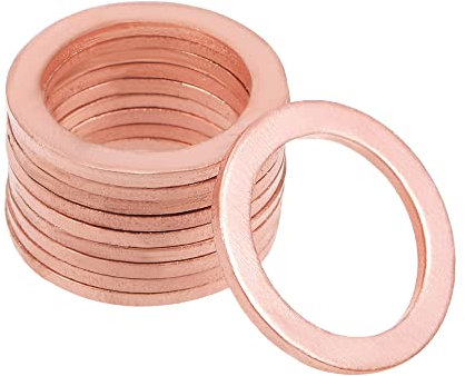 sourcing map Arandela plana de cobre de 10pcs 16mm x 22mm x 1.5mm para tornillo de tornillo