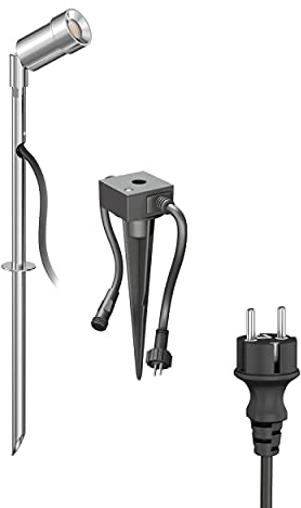ledscom.de LED Gartenstrahler Spico mit Erdspieß und Dämmerungssensor für außen, IP44, 105lm, warm-weiß inkl. Netzteil