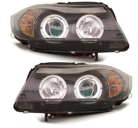 DM Autoteile SATZ LED CCFL Angel Eyes Scheinwerfer Schwarz passt für E90 E91 bj. 05-08