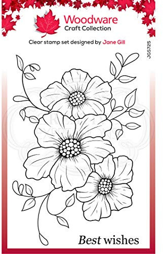 Woodware Klare Stempel Singles Petal Trio - transparenter Photopolymer-Stempel, haftet an Acrylblöcken, dekoratives Zubehör für Karten, Journal, DIY-Basteln/Kunst