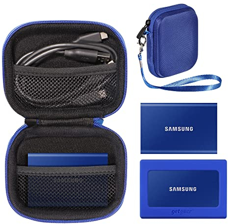 getgear Handy Case for Samsung T7 Touch Portable SSD, T5, Card Reader, USB Hub, Type C Hub, HD Hub, Mesh Pockets, Wrist Strap