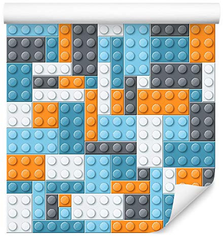 Wallepic Tapete 10m Vlies Tapete Blöcke Kinder Junge Vliestapete 1000x53cm Wand Tapete Wohnzimmer Kinderzimmer Moderne Wanddeko Wand Dekoration