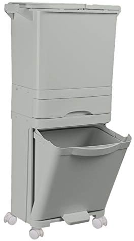 Taylor & Brown Recycling Pedal Bin for Kitchen Waste, Vertical Waste Separation System, 4 Recycle Compartments, 42L Rubbish Capacity Trash Garbage Can (Grey)