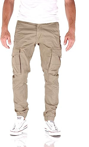 JACK & JONES Paul Flake Cargo Tapered Fit Herren Jeans Hose, Farbe:Crockery, Hosengröße:W30/L34