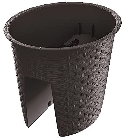 URBNLIVING Jardinière en plastique rotin pour jardin, clôture, balustrade, balcon, herbes aromatiques (carré, 280 mm, marron)