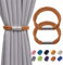 Pretty Jolly 2 Stück starke magnetische Vorhang-Raffhalter, Boho-Dekoration, Vorhang-Raffhalter, natürliche Baumwolle, Vorhanghalter für dünne oder dicke Zuhause und Büro, Fenstervorhänge (Kaffee)