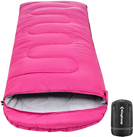 KingCamp Schlafsack Winter Outdoor Warmer Deckenschlafsack Tragbar Leicht 3-4 Jahreszeiten Camping Schlafsack für Kinder & Erwachsenen beim Camping Trekking 1.9 KG Rosa R