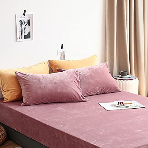 Michorinee Warme Fleece 2er Set Kissenbezug 40x80 cm Cashmere Touch Kuschelig Flauschig Plüsch Samt Kissenhülle Doppelpack Kopfkissenbezug mit Reißverschluss Rosa