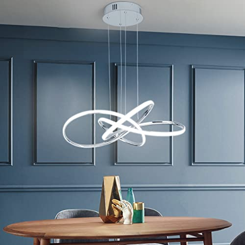LED Hängeleuchte Esstisch Dimmbarer Pendelleuchte Mit Fernbedienung Moderne Deko Pendellampe Chrom Finish Acryl Hängelampe Höhenverstellbarer Kronleuchter Schlafzimmer Wohnzimmer Beleuchtung,Chrome…