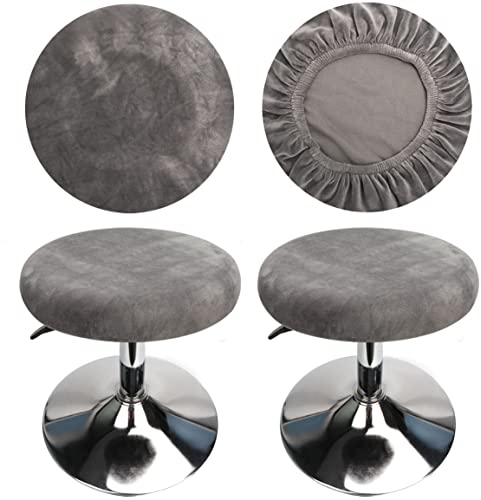 HuaLiSiJi Hocker Bezug Rund Grau Luxuriöser Stoff, Durchmesser 30-40cm, Rund Dehnbar Knitterfrei Waschbar Staubdicht Hocker Bezug (2 PCS Grau)