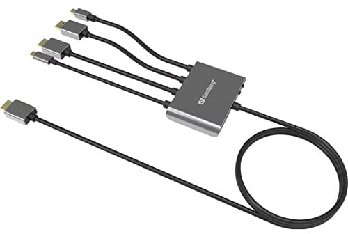 Sandberg All-In-1 Display-Adapter Hub, HDMI NA HDMI, USB-C, Displayport, Mini-Displayport