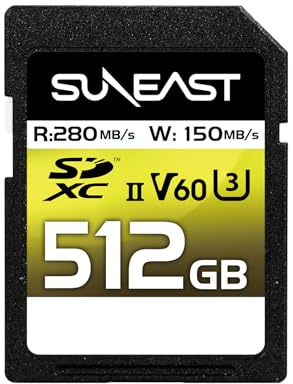 SUNEAST Carte SDXC 512 Go UHS-II V60 MAX 280 Mo/s U3 4K UHD Ultimate Pro Carte mémoire professionnelle SE-SDU2512GB280