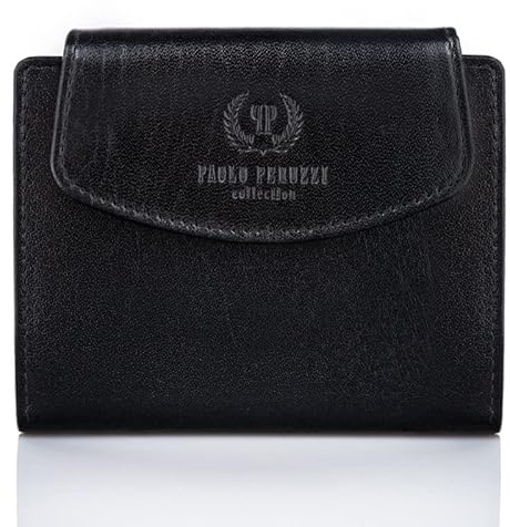 Geldbörse Damen Leder klein RFID Paolo Peruzzi schwarz glänzend