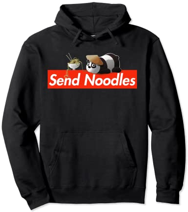 Send Noods Cuillère à soupe amusante Kawaii Panda mangant Pho Ramen Sweat à Capuche