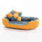 ESTEXO Hundebett Hundekissen Hundekorb Haustierbett Katze Matte Hundesofa Anti-Rutsch Gelb/Blaugrau 65x50x20 cm