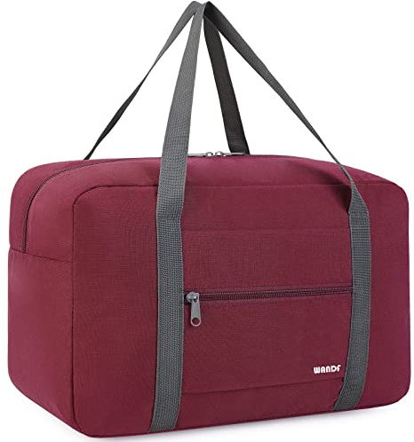 Ryanair Handgepäck 40x20x25cm Handgepäck Tasche für Flugzeug Reisetasche Klein Faltbare Sporttasche Weekender Handgepäck Koffer für Herren und Damen von WANDF (Weinrot 20L)