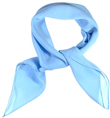 WESTEND CHOICE Square Chiffon Scarves Women Plain Neck Scarf 50s Retro lightweight Bandana Wrap Square women's scarves 65 x 65 cm (Light blue)