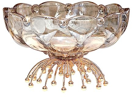 LANMOU Frutero de Cristal Diseño en Forma de Flor Plato para Dulces Plato Moderno Tazón para Servir Transparente, Accesorios de Decoración de Cocina para Frutos Secos, Verduras, Ensalada (L)