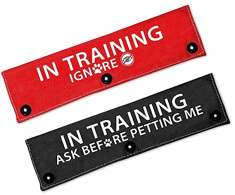 Cgvovgr Humorous Dog Leash Sleeve in Training Ignore, Fun Dog Leash Wrap with Alert Design - Includes Red and Black 2 Sleeves for Pet Birthday Gift (in Training-Sleeve)