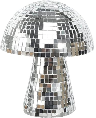 Byffoer Spiegel-Pilz-Disco-Kugel, Pilz Disco Kugel Ornament Deko Discokugel Pilz Silber-Disco-Kugel Dazzling Mushroom Disco Ball Disco-Spiegel-Glitzer-Kugel for Home Decoration,Table Decor(Silber)