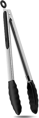Kitchen Tongs for Cooking 12 Inch Stainless Steel Silicone Tongs for Cooking, Serving, Barbecue, Salad, Buffet