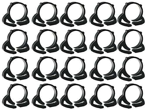 20pc Heavy Duty Black Double Gripping Nylon Hose Clamps Set, Plastic Snap Ratcheting Clamps Assortment Kit-φ20mm