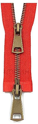 5# Bunter offener Doppelschieber Kupfer-Metallreißverschluss 2-Wege-Reißverschluss für Kleidungsstück-Nähzubehör, Rot, 70cm