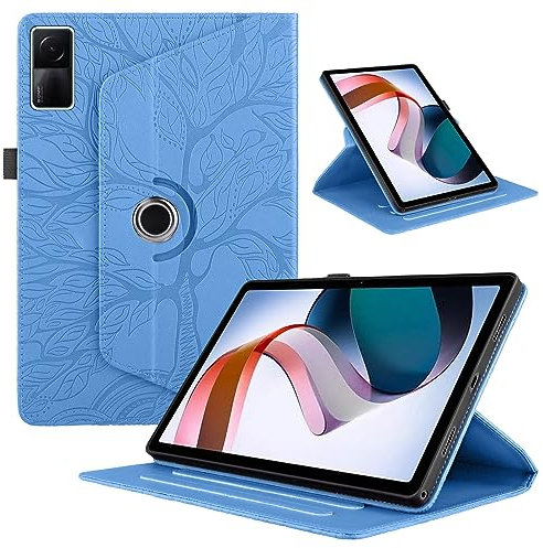 TEDTIKJT Tablette Coque pour Xiaomi Redmi Pad 10.61 2022 PU Cuir 360°Rotatif Multi-Angle Stand Flip Cover Arbre de Vie Rotating Étui Housse Protection Tablette Cover, Bleu