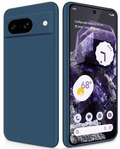 GiiYoon Coque pour Google Pixel 8 Case en Silicone, Etui de Protection Antichoc Etui Housse Silicone Ultra-Mince avec Couche Intérieure en Fibre et Protection pour Caméra, Bleu
