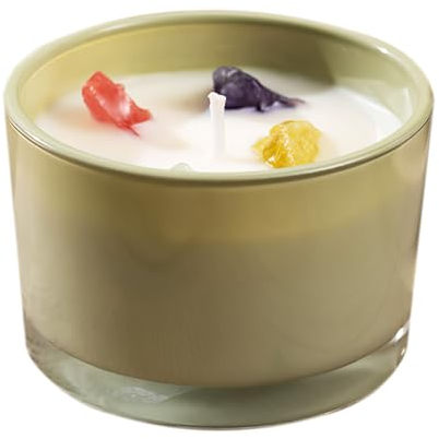 ALLAVA Duftkerzen im Glas, Duftkerze Blumenduft, Duftkerze mit Kristallstein, Handgemachte Natürliche Sojawachs Kerze, bis zu 20 Stunden Brenndauer (Blumenduft, 270g)