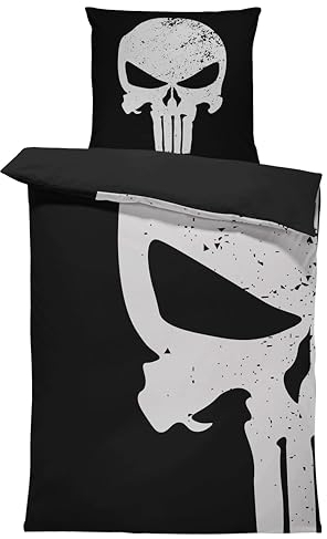 Bettwäsche 135x200 cm Totenkopf Muster Skull Bones schwarz weiß Wende Microfaser
