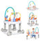 DREAMADE 3 in 1 Lauflernhilfe, Spieldecke & Spieltisch Baby, 3-stufig höhenverstellbarer Jumperoo mit 360° drehbarem Sitz, Aktivitätstisch mit 4 Rädern, für Babys 0-24 Monate