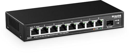 MokerLink Switch gestito 8 porte 2,5 Gb SFP+ 10 G, 8 porte Base-T 2,5 G 10/100/1000 Mbps Mini Size Metal Web Managed