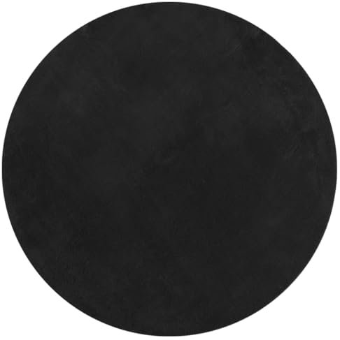 vidaXL Teppich, Wohnzimmerteppich Kurzflor Weich Waschbar, Moderner Teppich Rund für Wohnzimmer Schlafzimmer, Flauschig Einfarbig rutschfest, Schwarz Ø 80cm