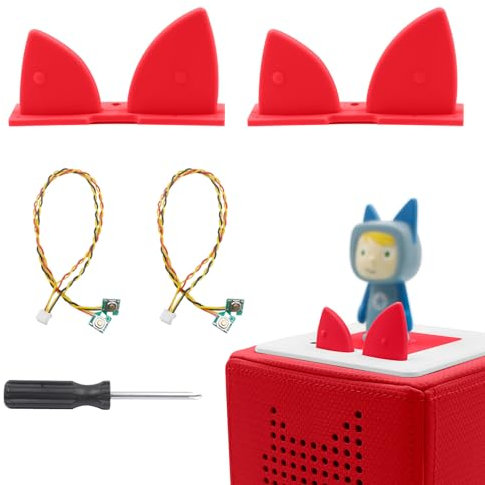2 Stück für Toniebox Ersatz Ohren and Ersatzkabel mit Schraubendreher,Kabelersatz,Ersatzteile für Tonies Lautstärketaste (Rot)