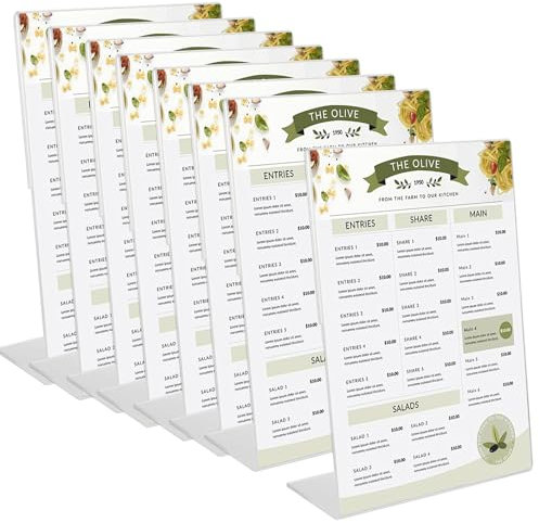 JMIATRY 8 Stück Tischaufsteller A5, Aufsteller A5, Acryl Ständer A5 Schräg Tischaufsteller A5 für Fotos, Büro, Restaurant, Cafe