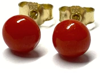 Koralle Ohrstecker 333/- Gold 7 mm Donut Klassiker Ohrring