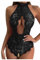 Body Femme Sexy érotique Ouvert Entrejambe Bodysuit Femme Dentelle Dos Nu Transparent Lingerie Sexy Femme Coquine Hot Justaucorps sans Manches sous Vetements feminins Pas Cher (Black, M)