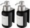400ml Glas Seifenspender mit Wandhalterung Selbstklebend Edelstahl Pumpspender für Flüssigseife ohne Bohren (Schwarz/Silber X 2)