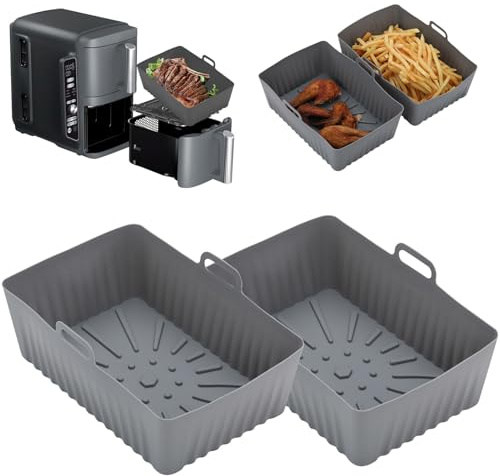 Anttyscar Pack of 2 Air Fryer Liners 9.5L for Ninja Double Stack Sl400UK XL, 8QT Resuable Silicone Air Fryer Liner, Air Fryer Accessories for Ninja Dual AF300UK AF400UK & Tower T17088